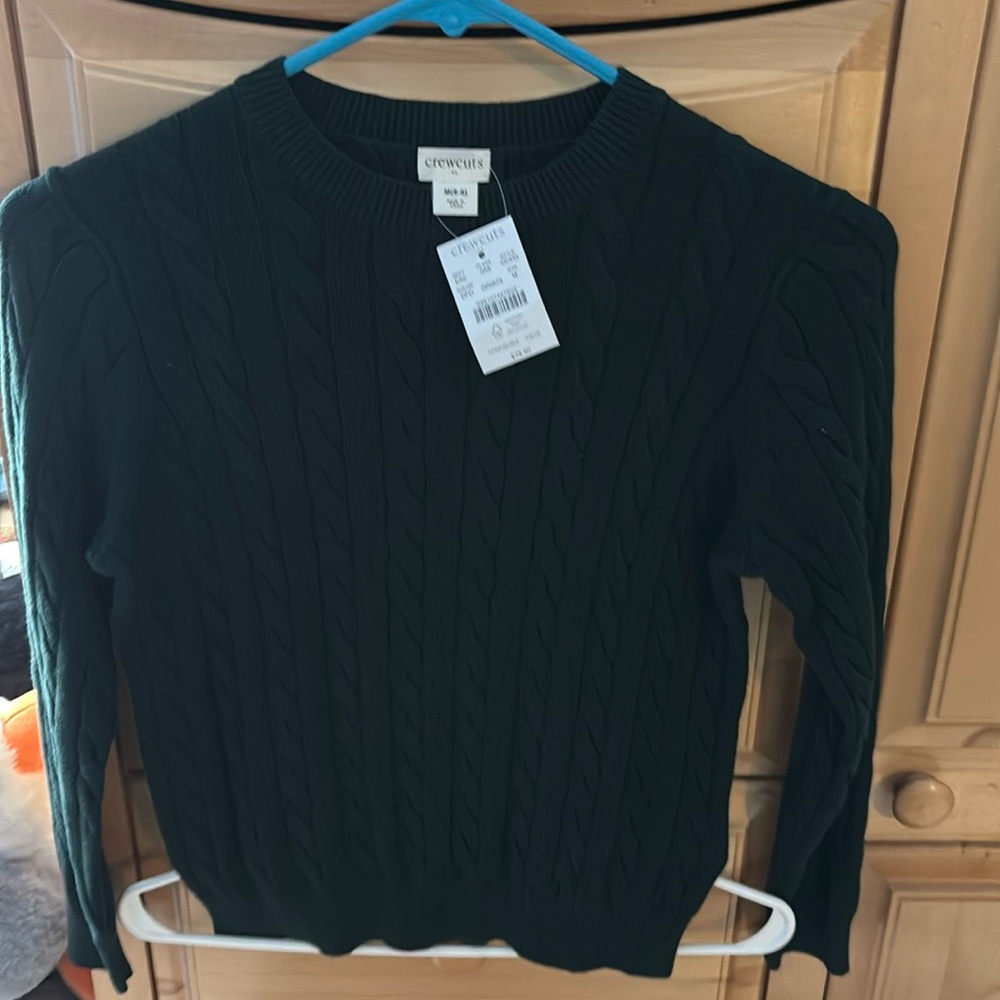 NWT crew cuts green sweater.  Size M(8/9)